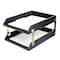 Dacasso Classic Black Leather Front-load Letter Trays with Gold Stacking Posts AG-1020 - alternate 1